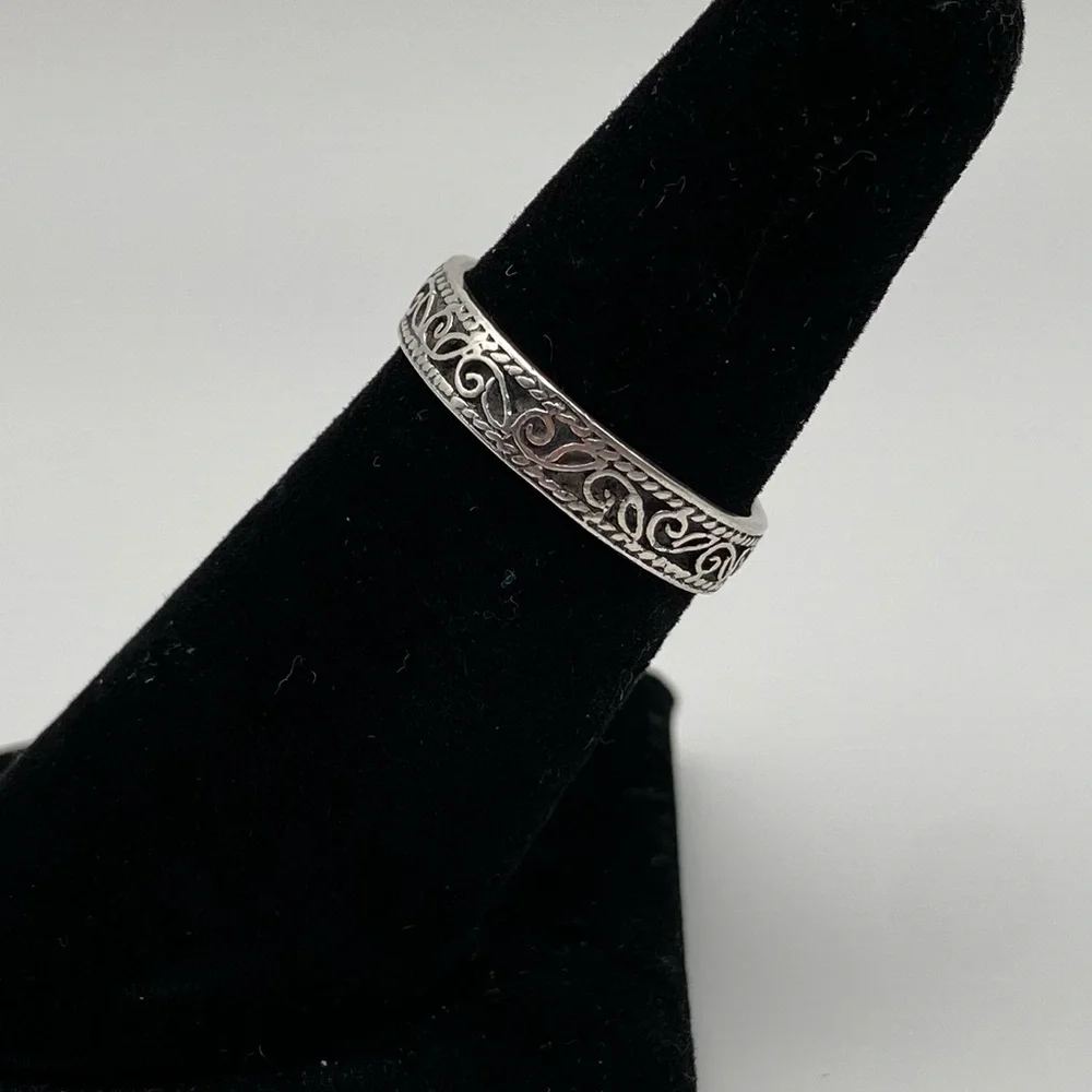 Sterling Silver 925 Leaf Vine Scroll Ring - Picture 2 of 7